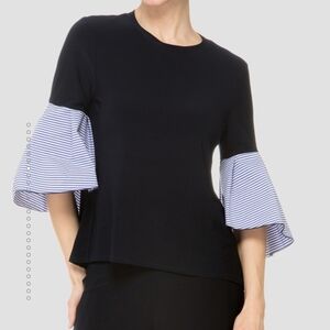 Joseph Ribkoff fun 3/4 Bell Sleeve navy striped Rop Size 10